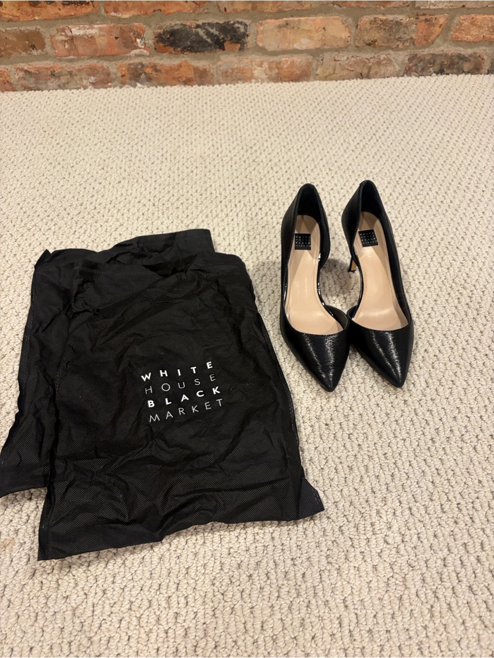 White House Black Market Black Textured Pointed D'Orsay Pumps